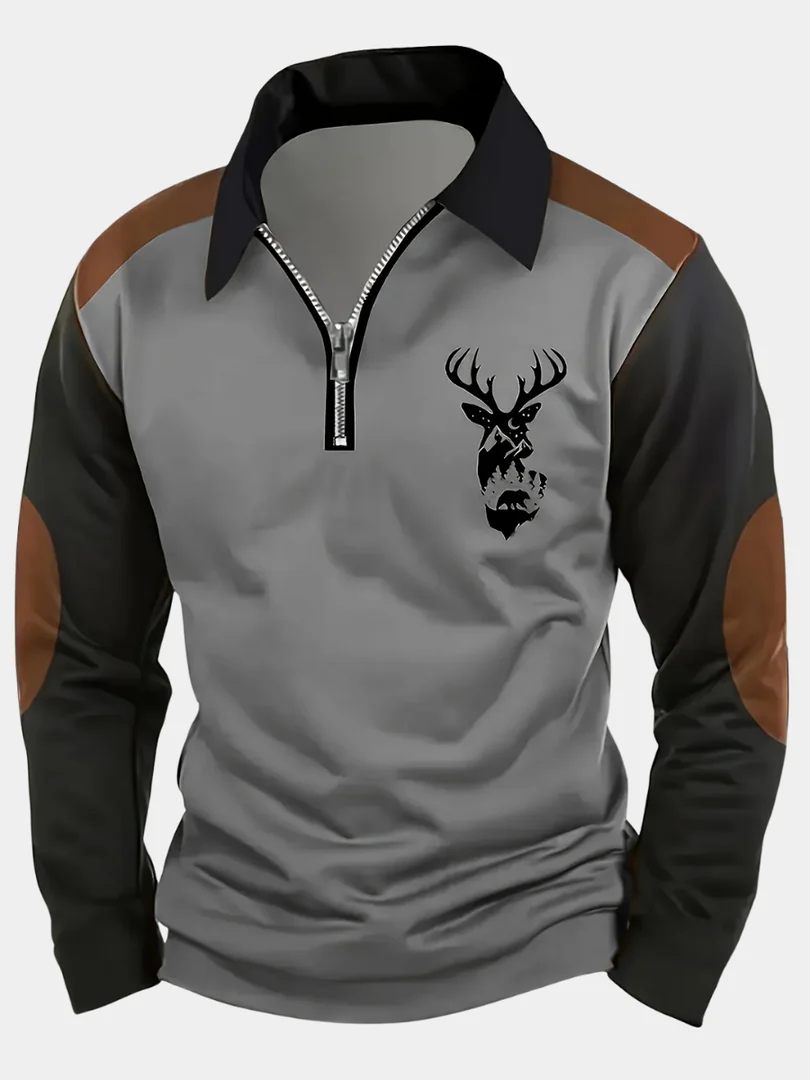 Men's Colour Block Sweatshirt Jumper | Quarter Zip