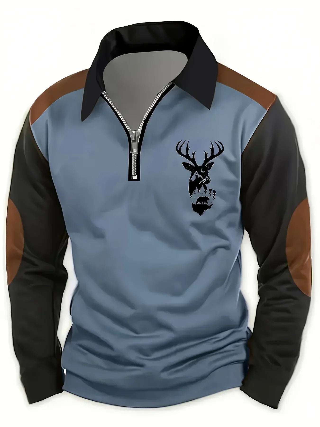 Men's Colour Block Sweatshirt Jumper | Quarter Zip