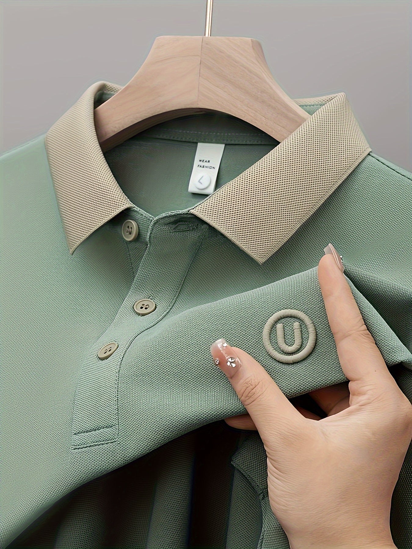 Men's Contrast Collar Polo | Long Sleeve