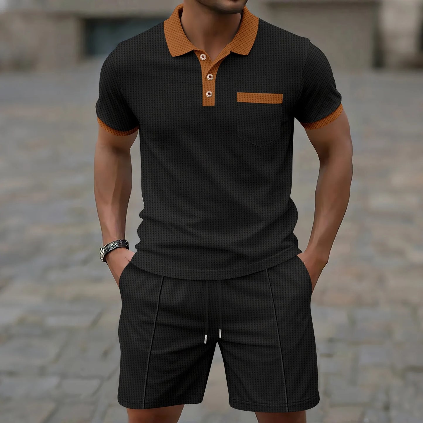 Men's Contrast Collar Polo Shirt | Short Sleeve