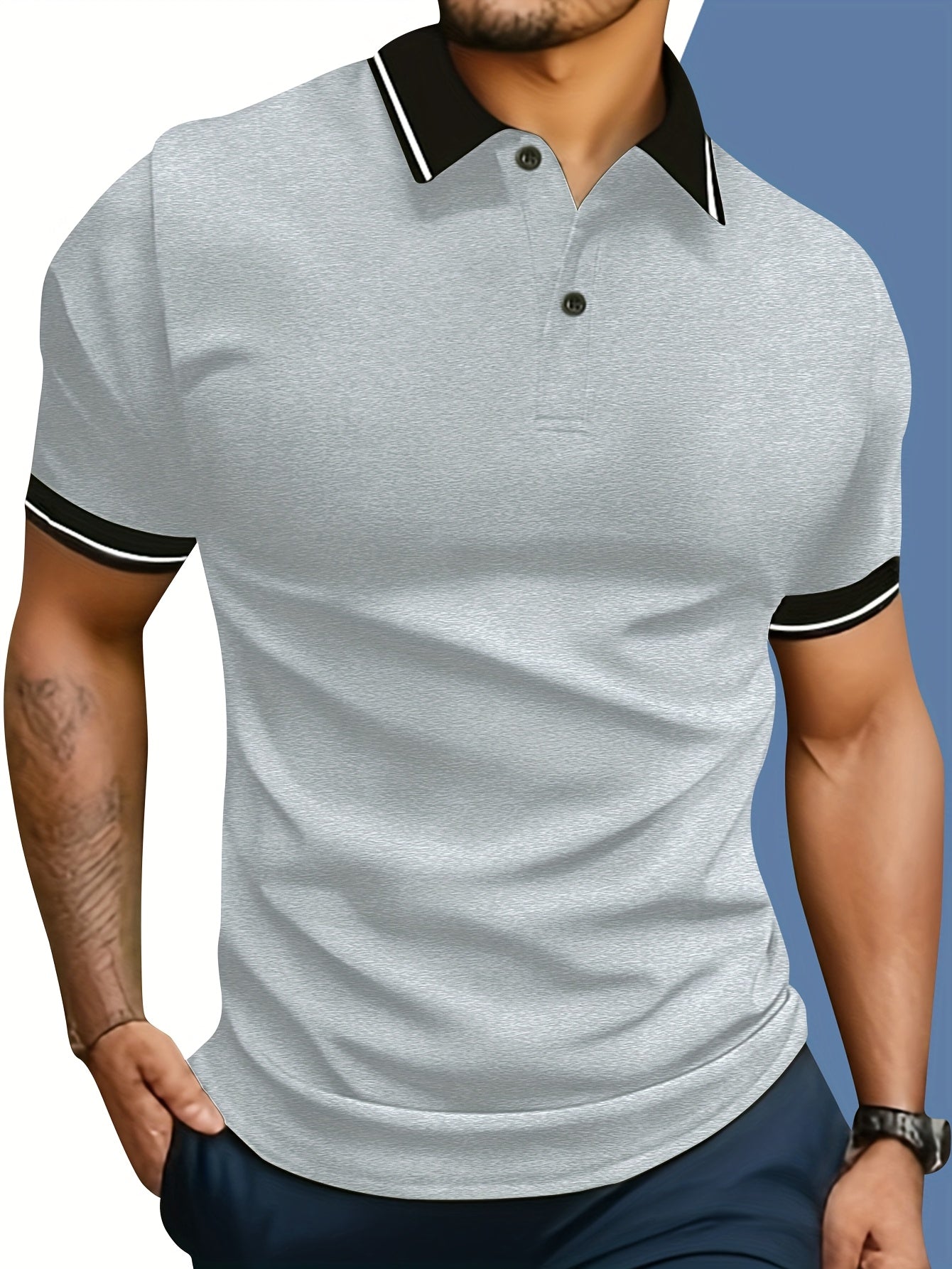 Men's Tipped Contrast Collar Polo Shirt | Short Sleeve