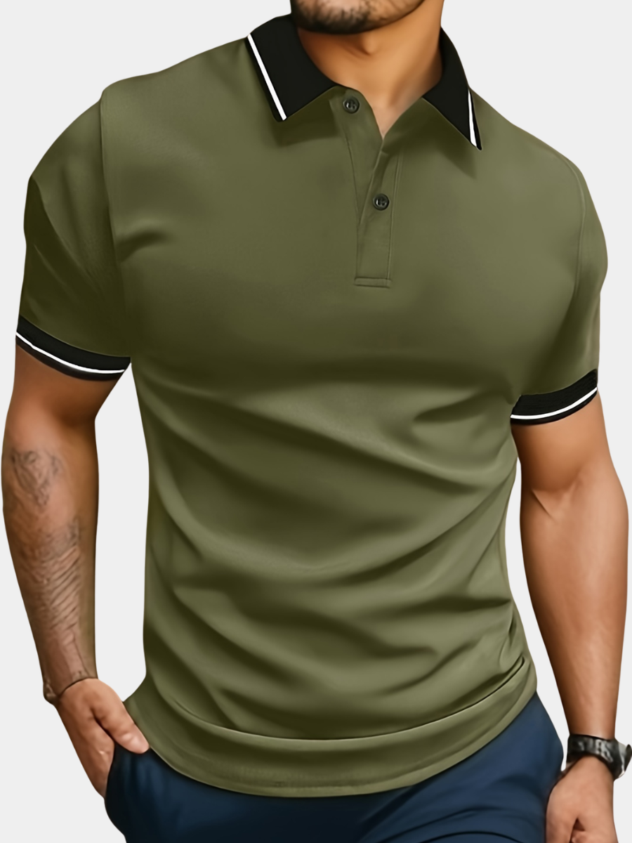 Men's Tipped Contrast Collar Polo Shirt | Short Sleeve