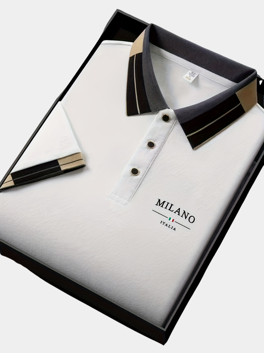 Men's Striped Collar Polo Shirt | Pique