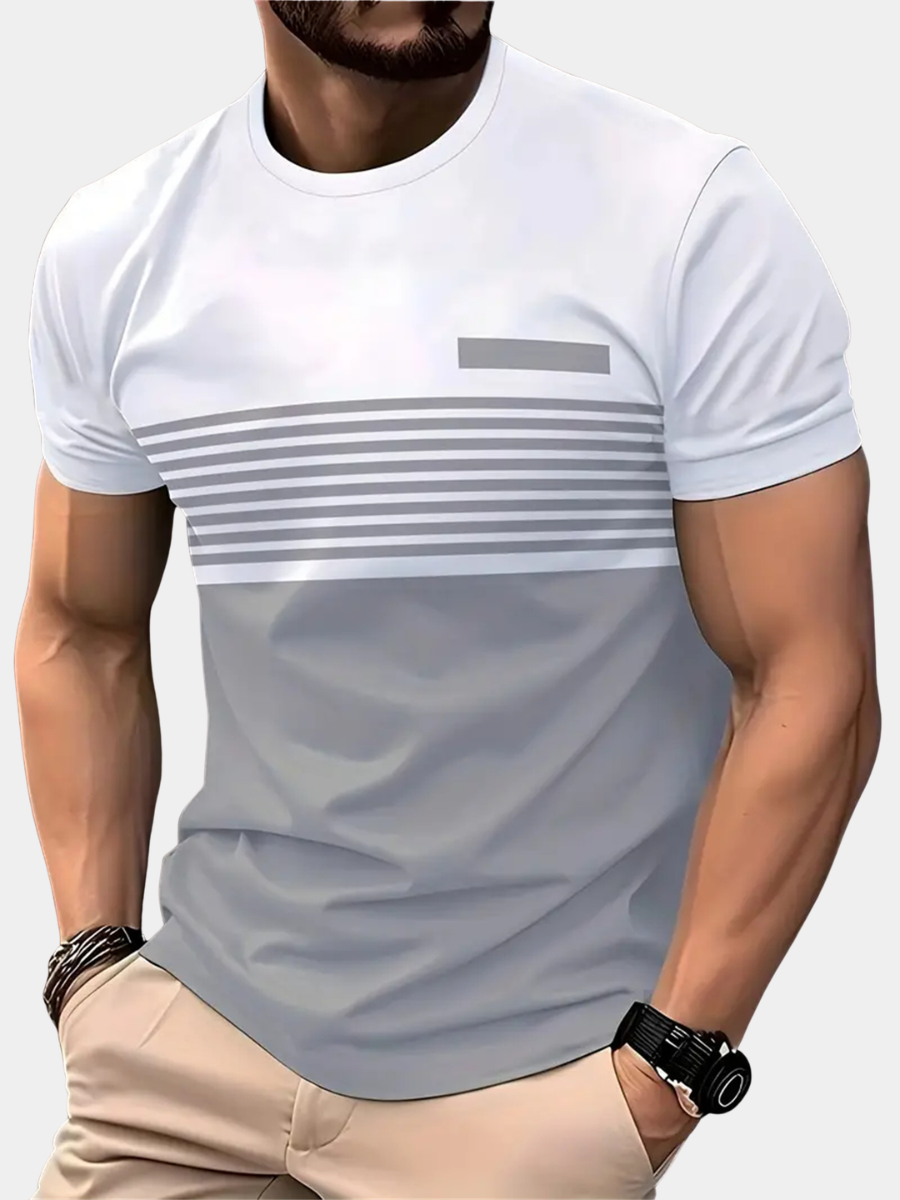 Men's Striped Crew Neck T- T-Shirt | Short Sleeve