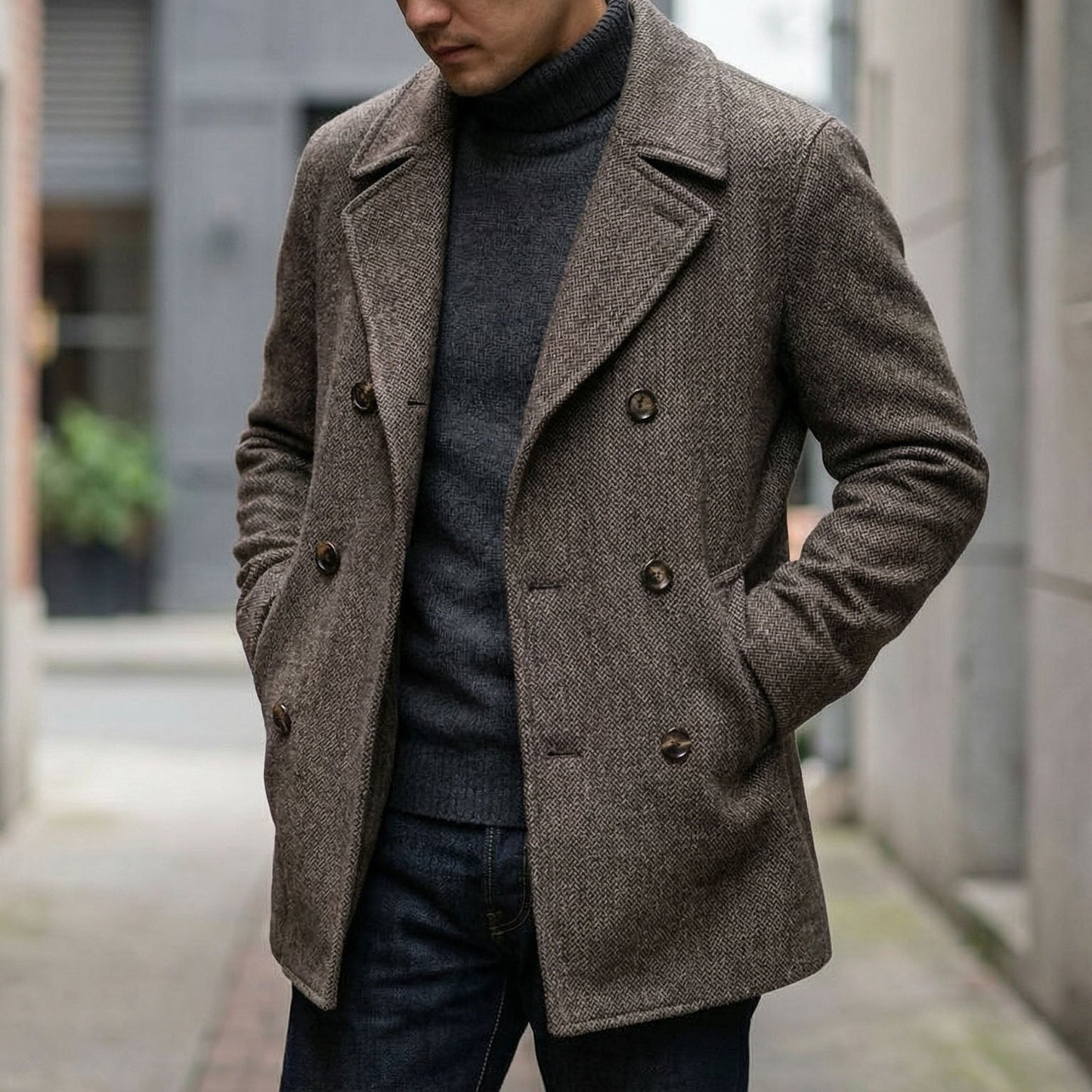 Men's Bomber Pea Coat | Notch Lapel