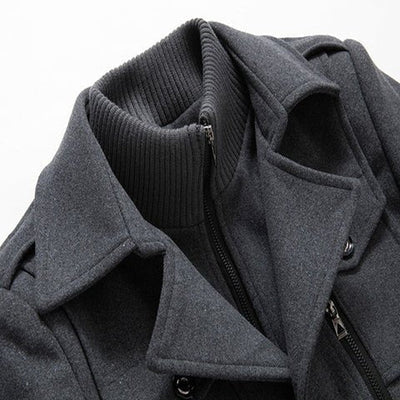 Men's Double Collar Coat | Mid Length
