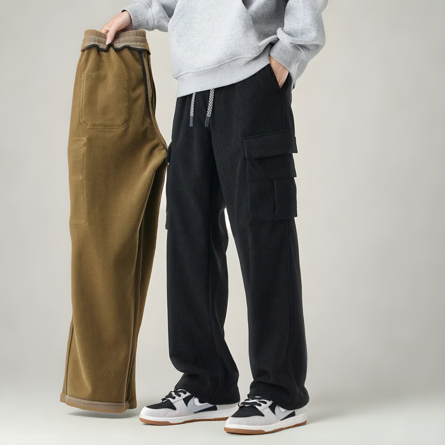 Men's Corduroy Cargo Trousers | Drawstring Waist