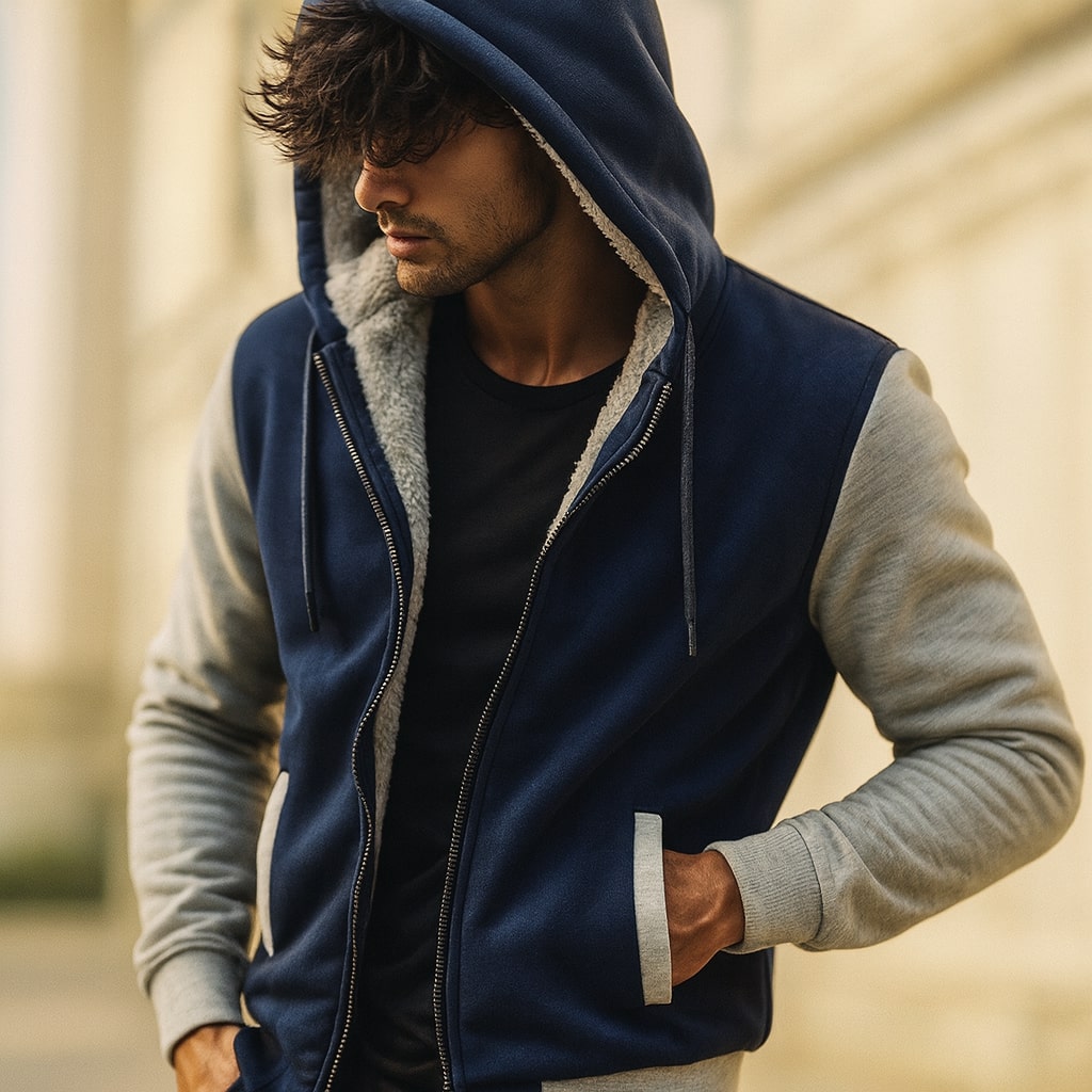 Men's Fleece Jacket | Drawstring Hood