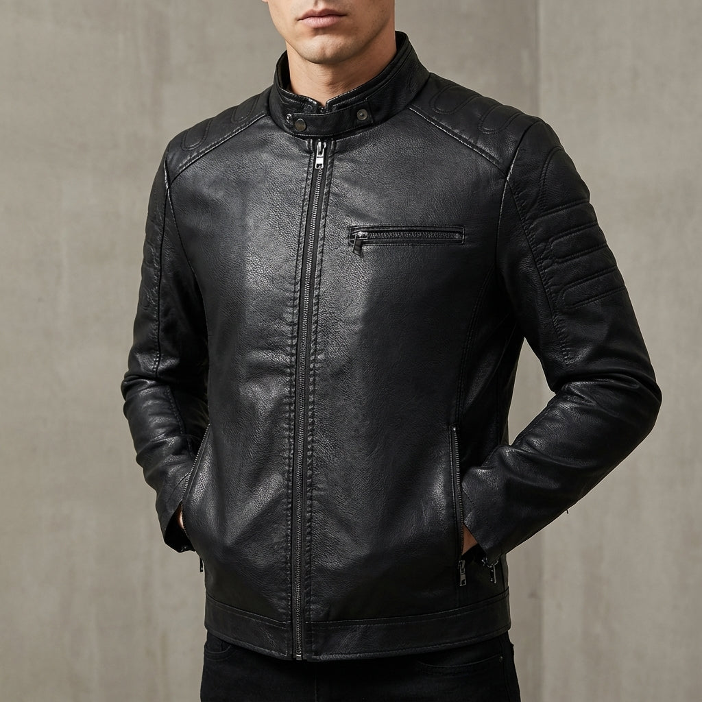 Men's Biker Jacket | Stand Collar
