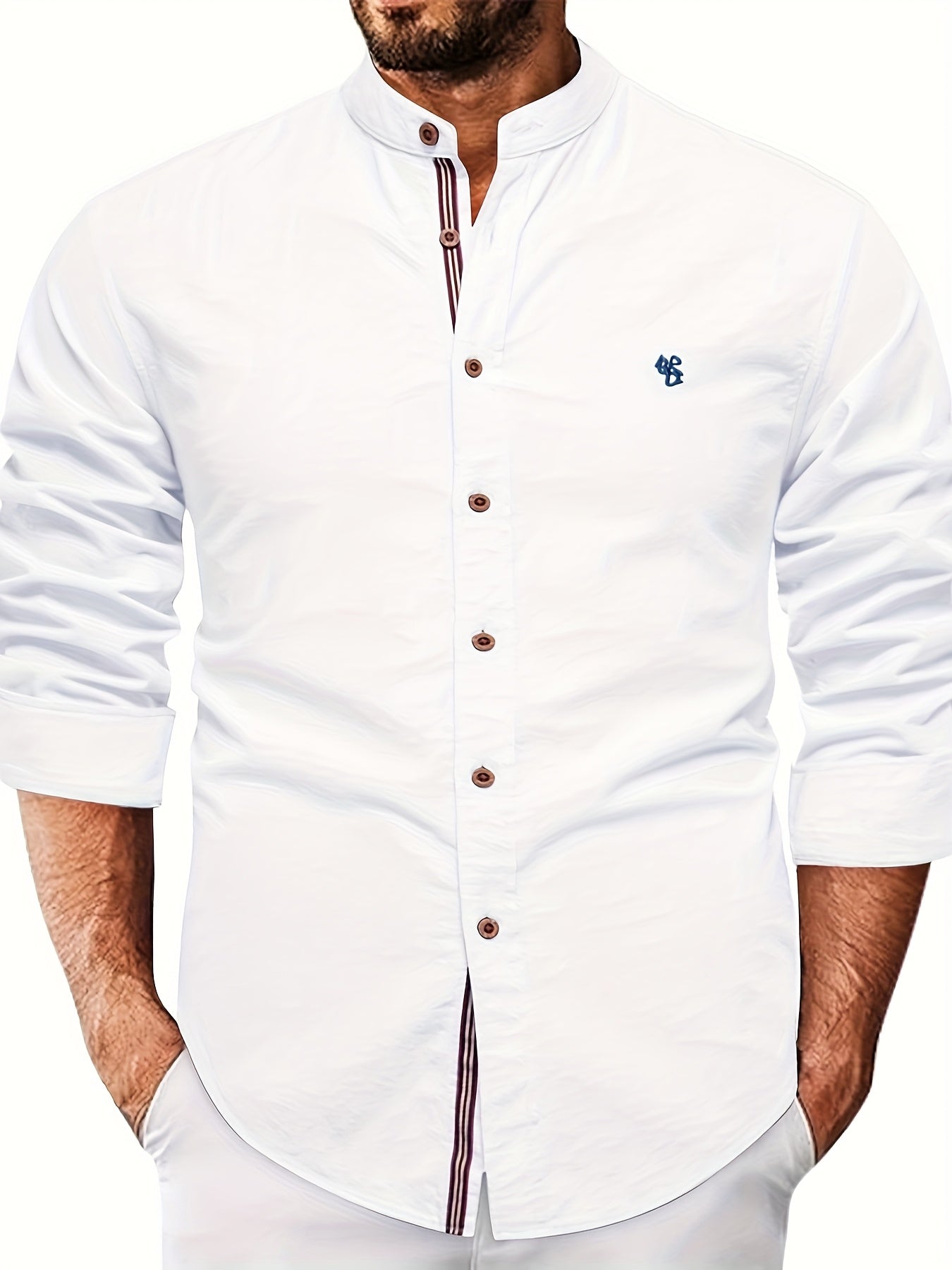 Men's Grandad Collar Shirt | Button Down
