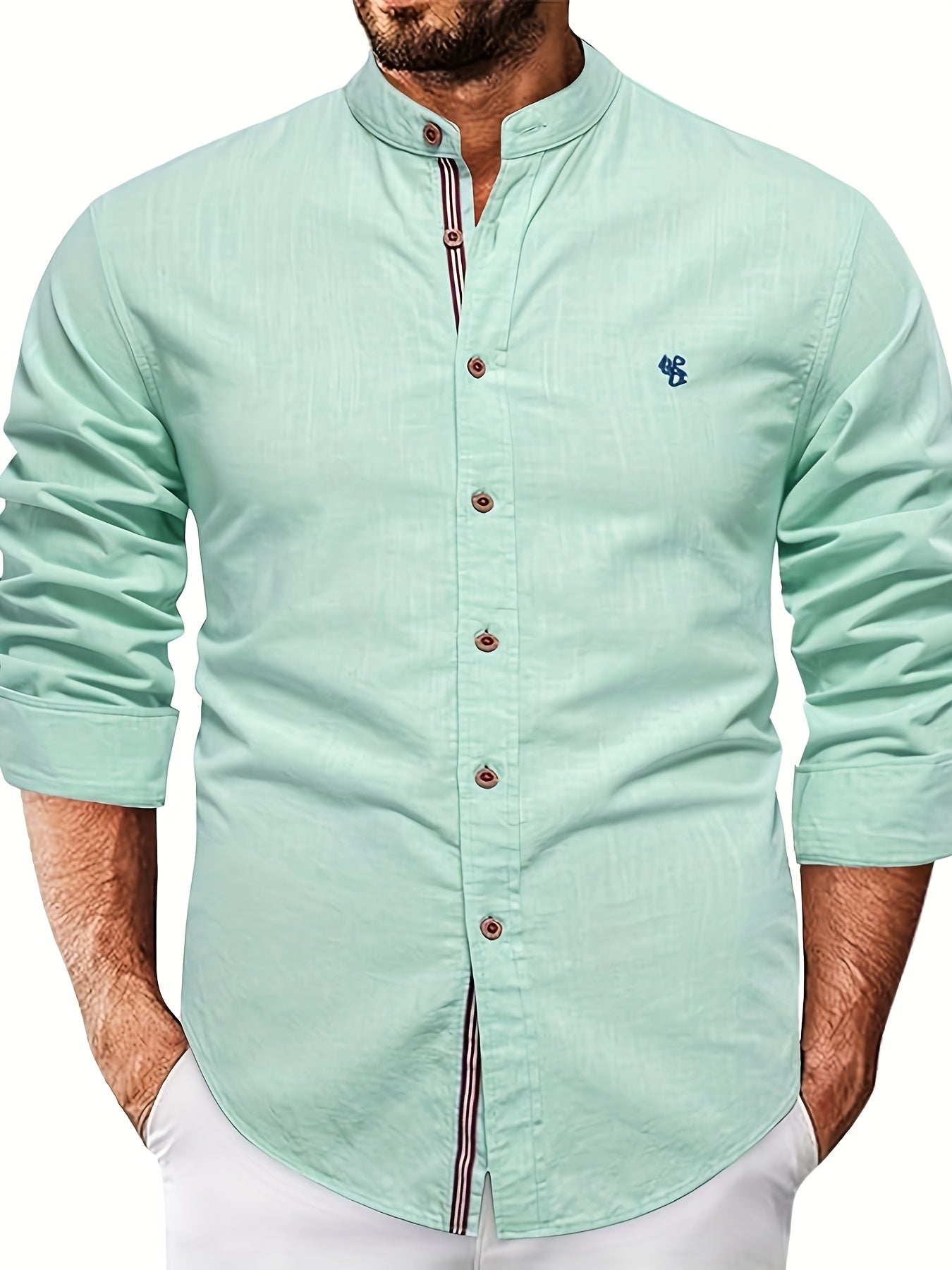 Men's Grandad Collar Shirt | Button Down