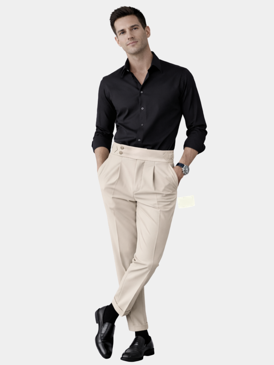 Men's Pleated Trousers | Tapered Fit