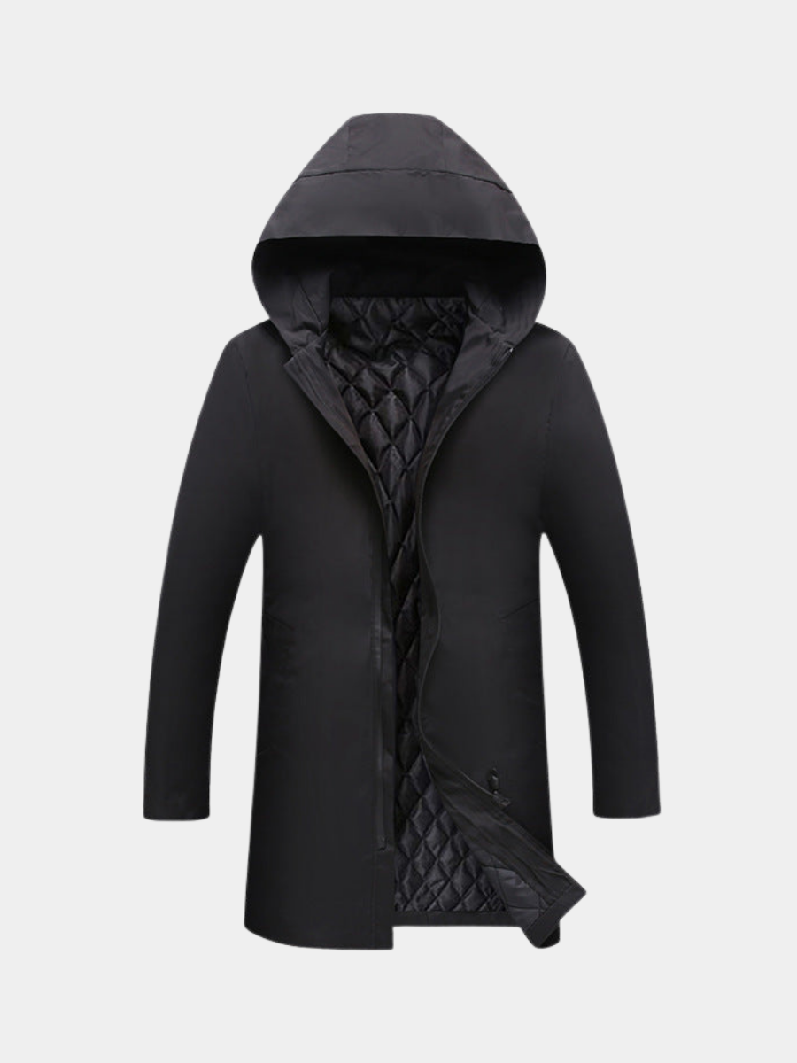 Men's Hooded Longline Parka | Zip Up
