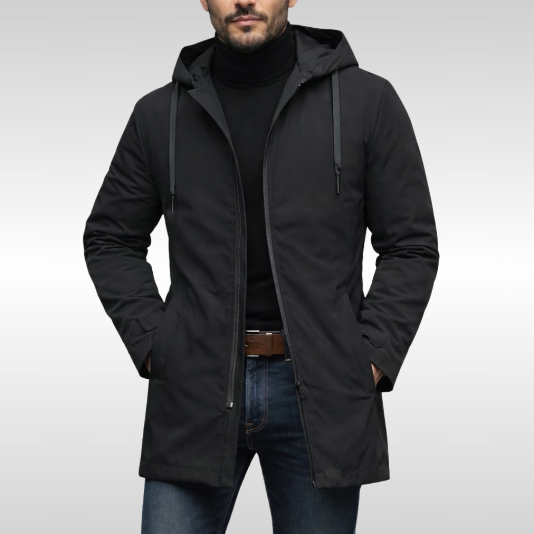 Men's Hooded Longline Parka | Zip Up