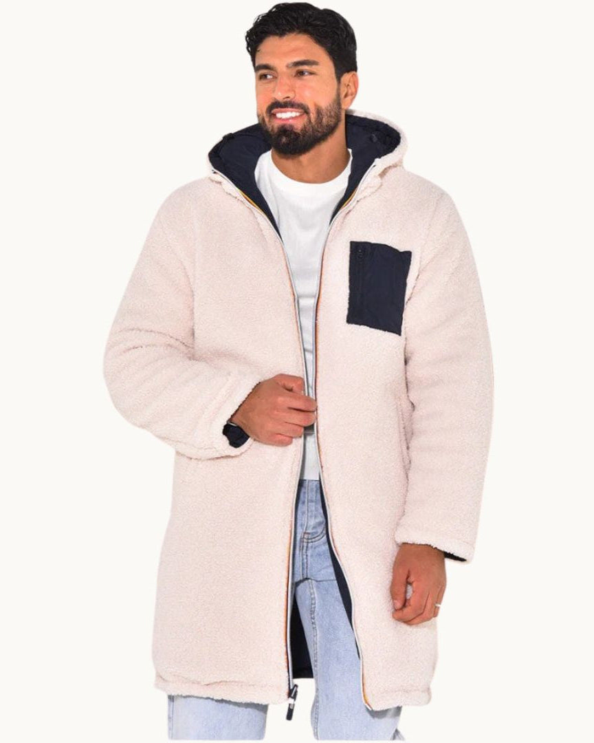 Men's Longline Hooded Coat | Zip Up