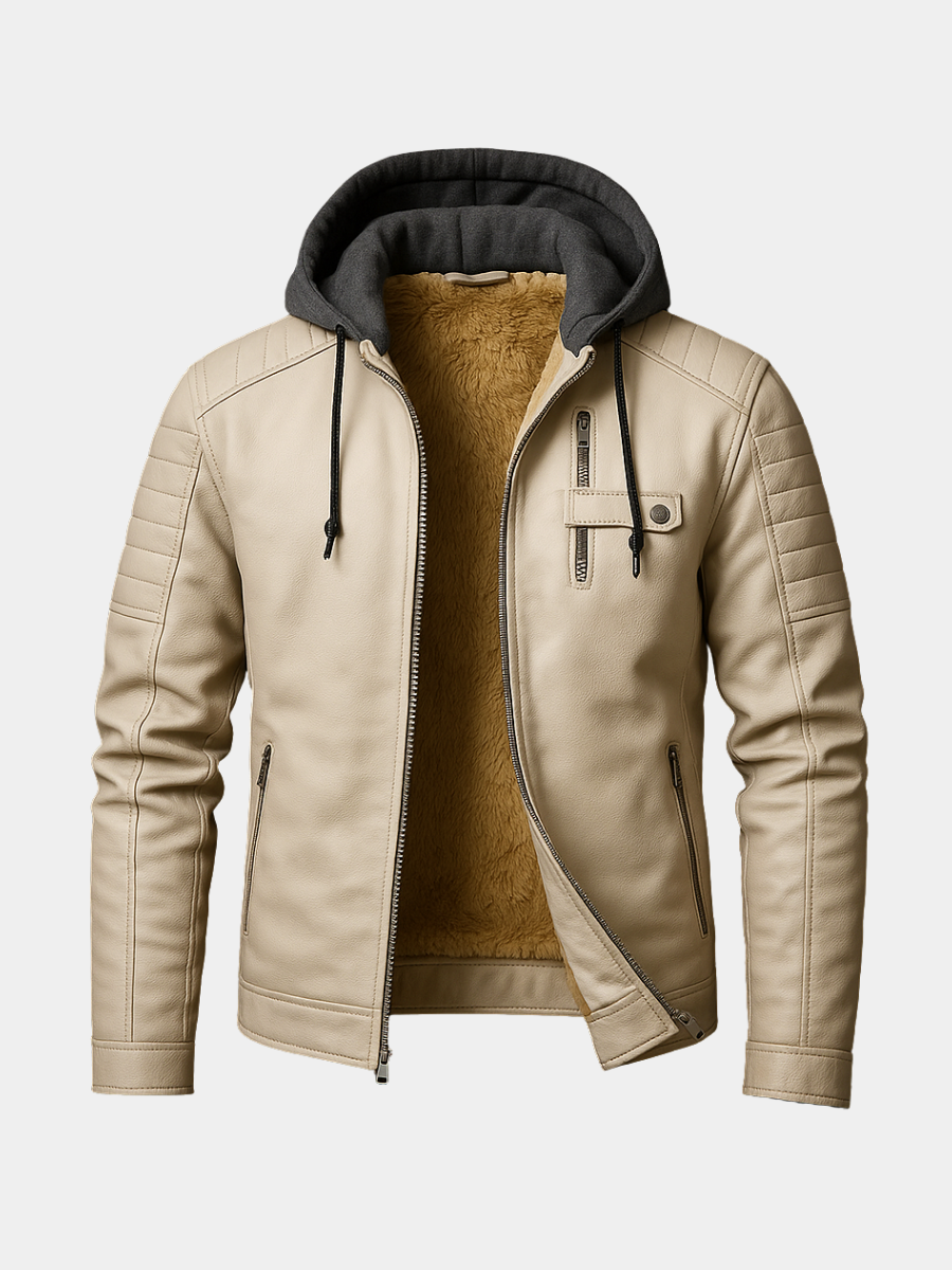 Men's Hooded Biker Jacket | Zip Up