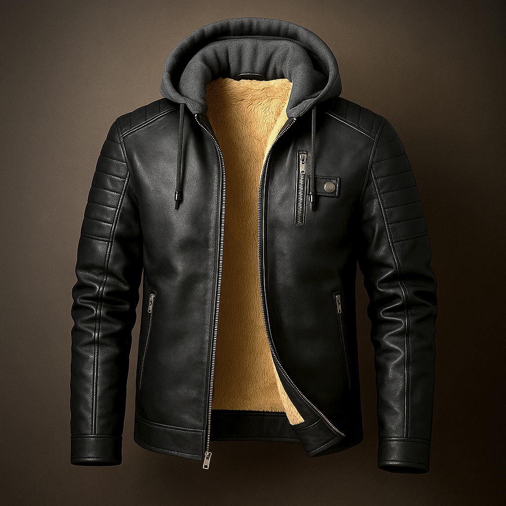 Men's Hooded Biker Jacket | Zip Up