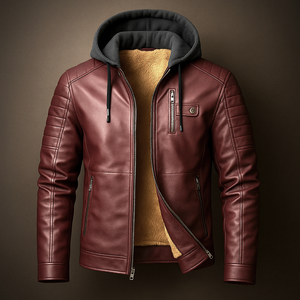 Men's Hooded Biker Jacket | Zip Up