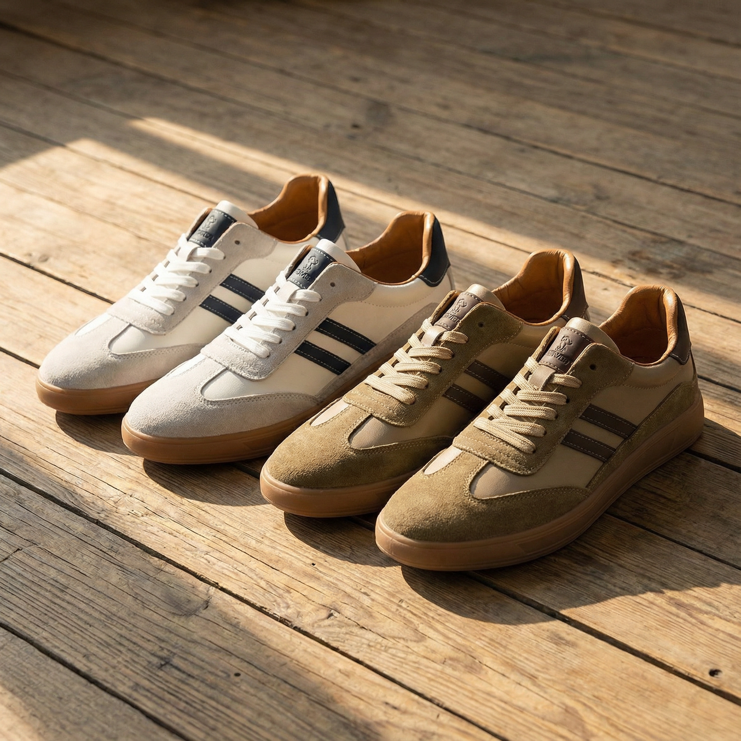 Men's Lace-Up Striped Trainers | Cushioned Gum Sole