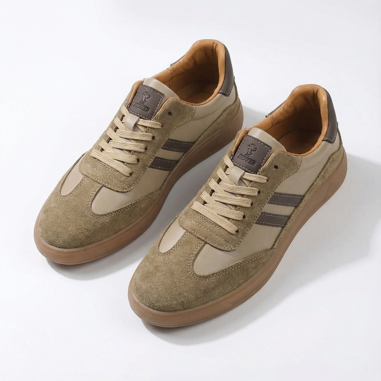 Men's Lace-Up Striped Trainers | Cushioned Gum Sole