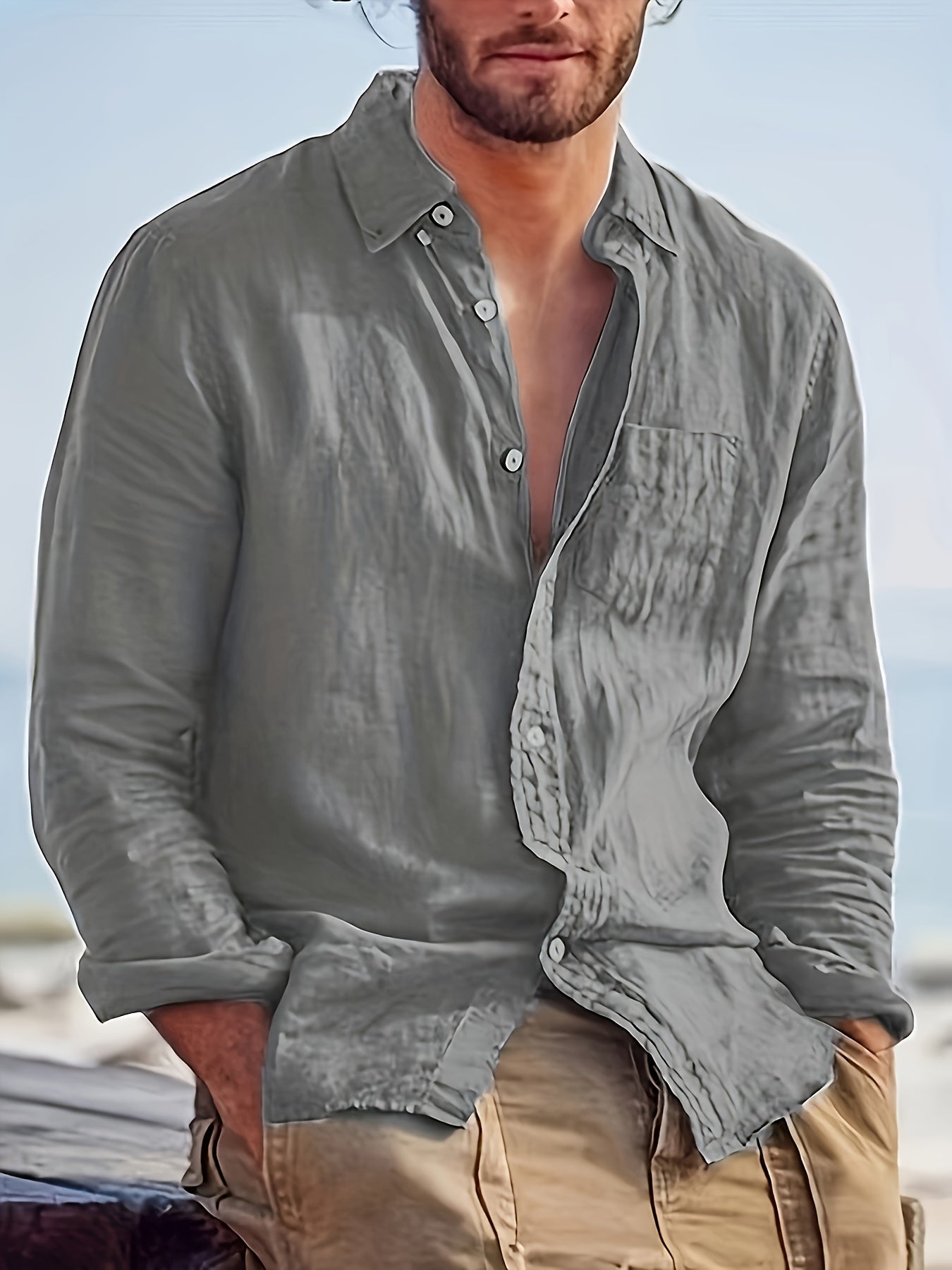 Men's Long Sleeve Beach Shirt | Button Up