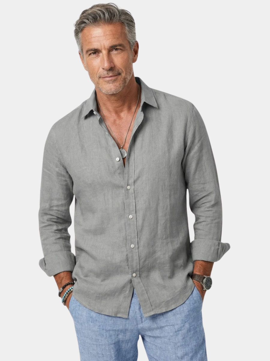 Men's Long Sleeve Shirt | Grandad Collar