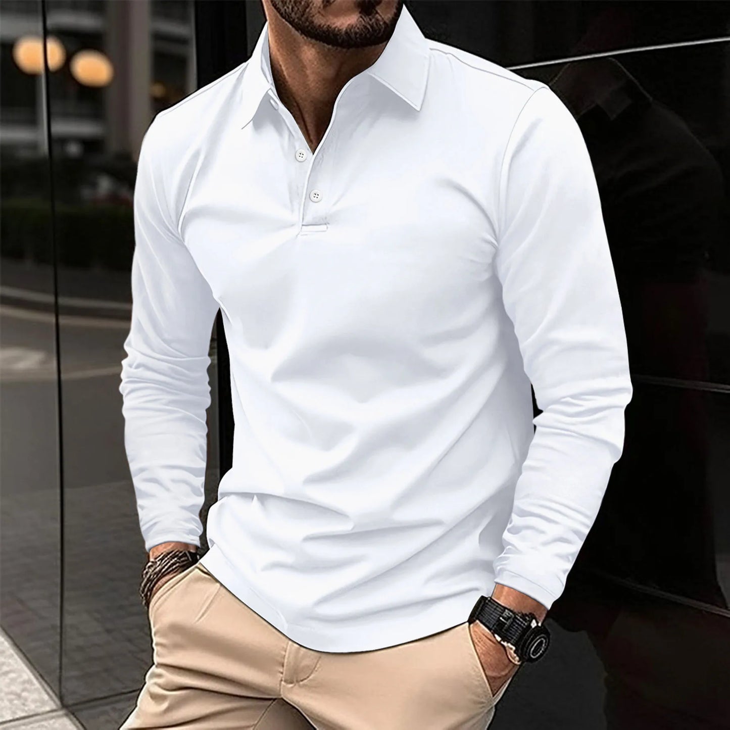 Men's Tipped Collar Polo Shirt | Long Sleeve