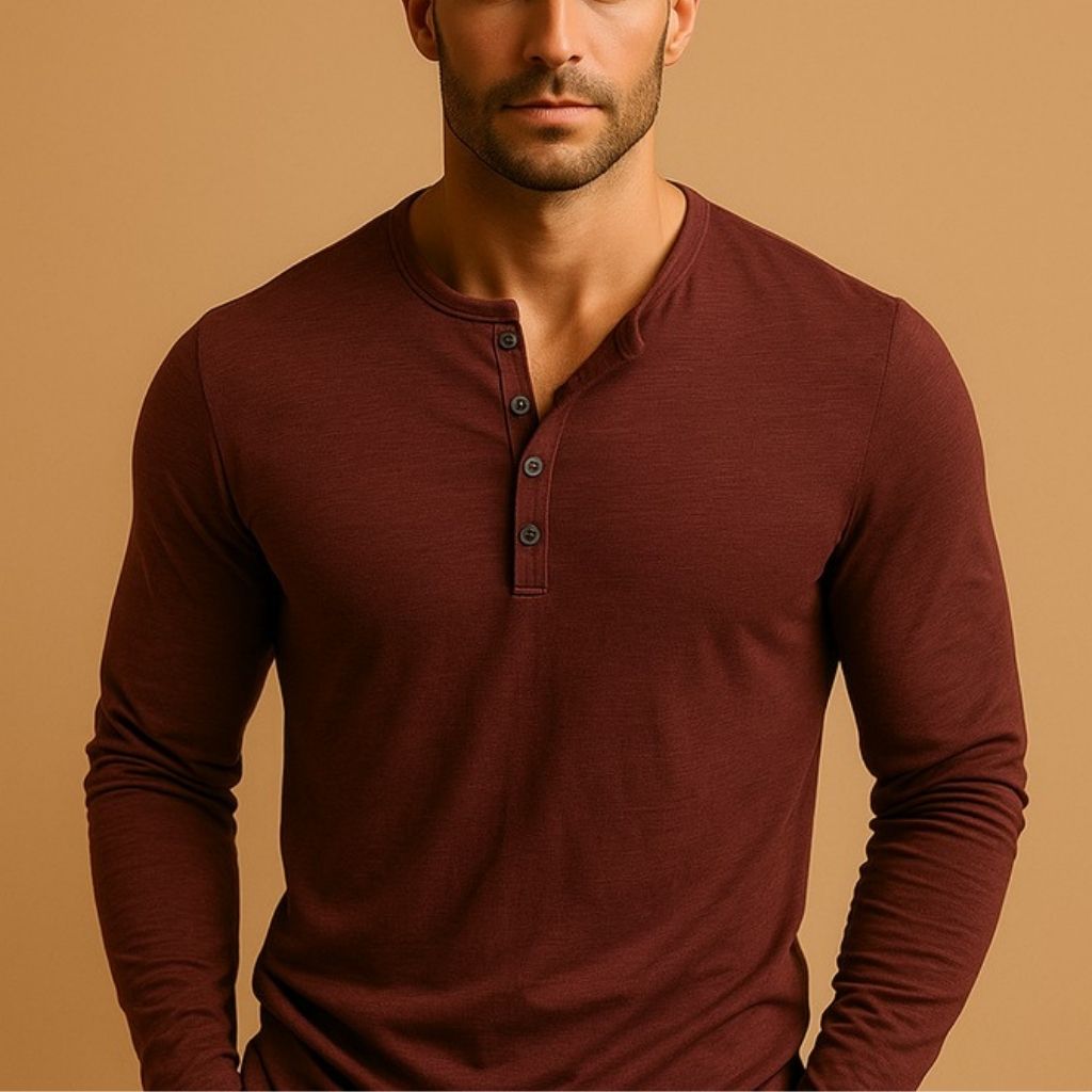 Men's Slim Fit Henley T-Shirt | Long Sleeve