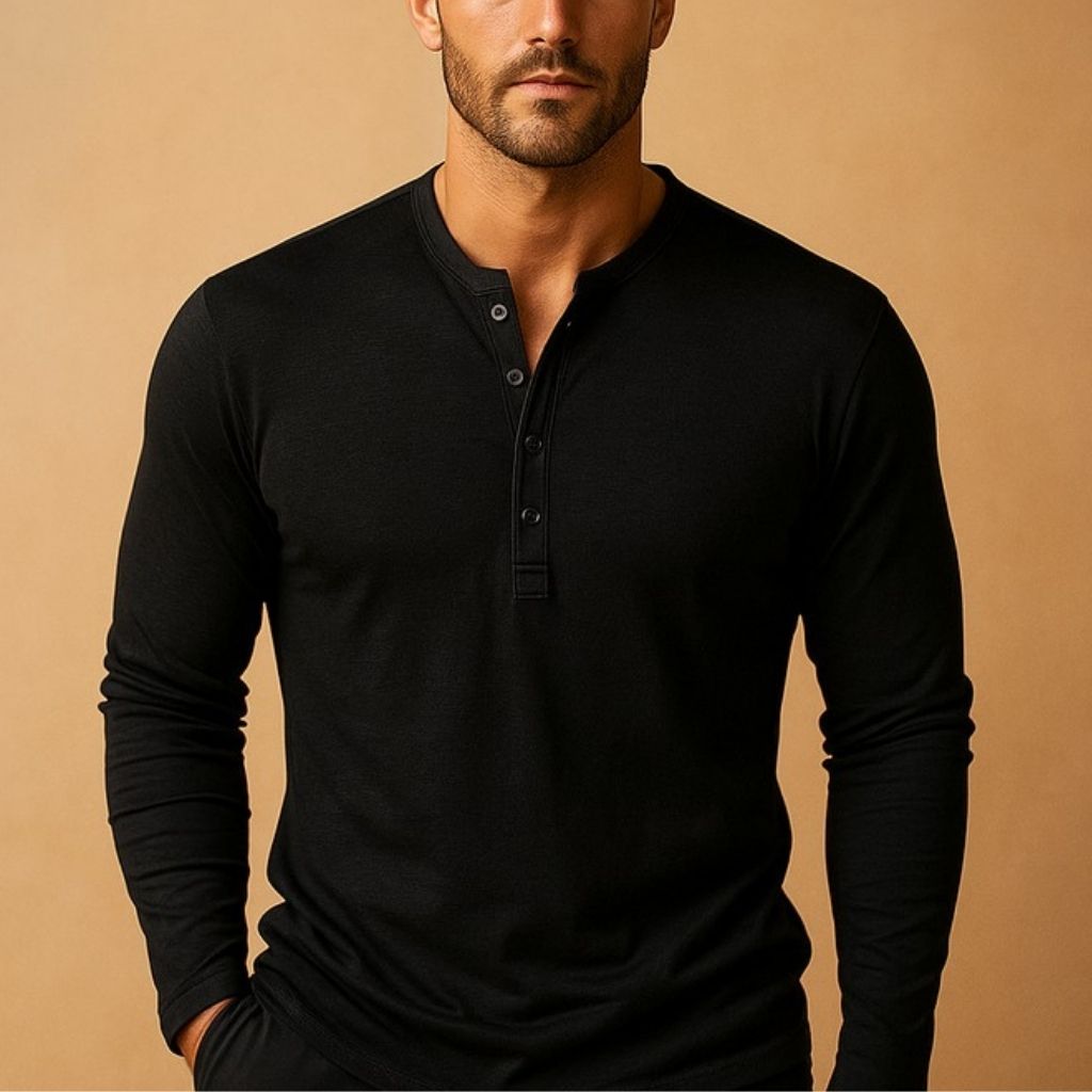 Men's Slim Fit Henley T-Shirt | Long Sleeve