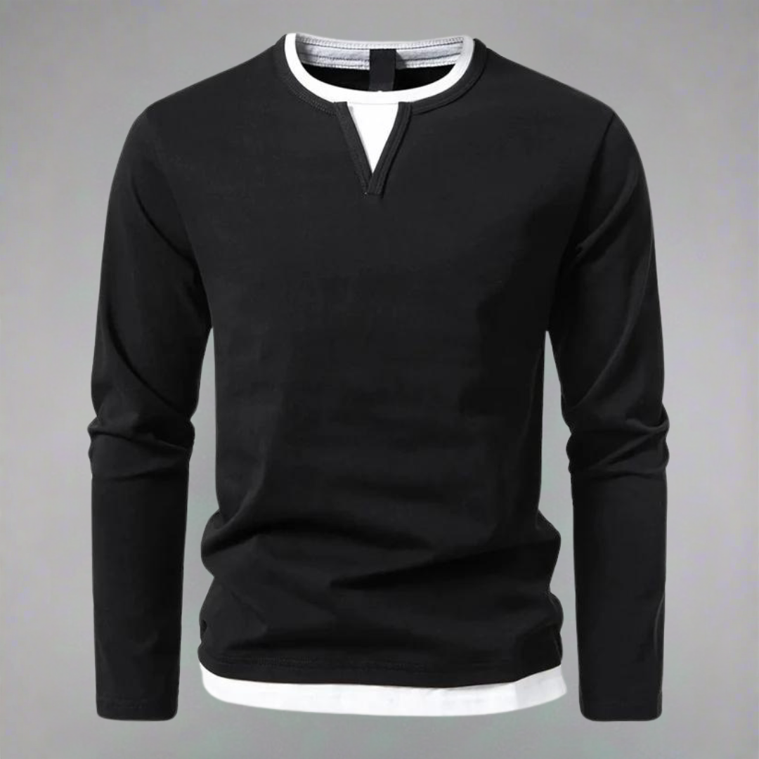 Men's Notch Neck T- T-Shirt | Long Sleeve