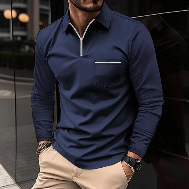 Men's Zip Neck Polo | Long Sleeve