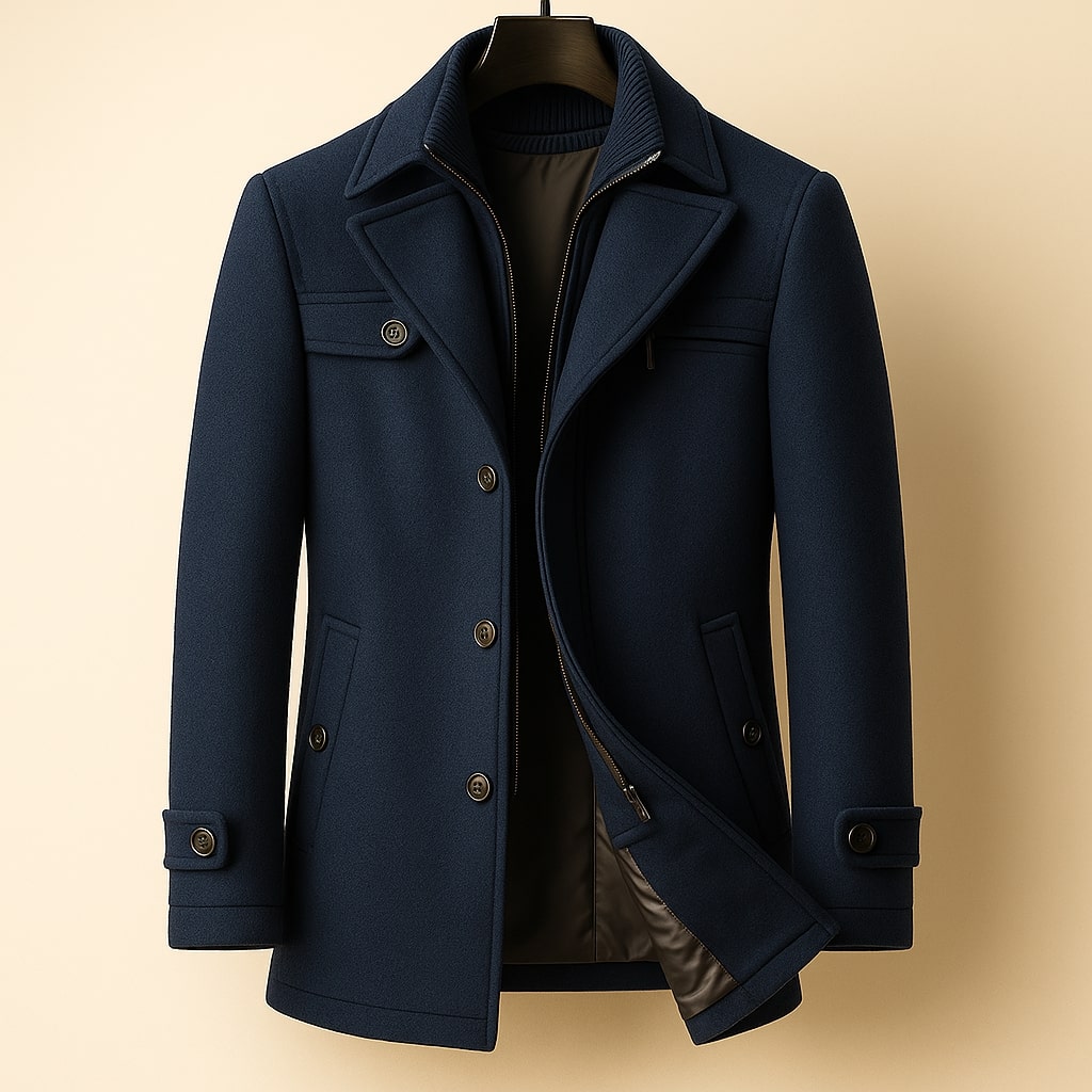 Men's Notch Lapel Overcoat | Funnel Neck