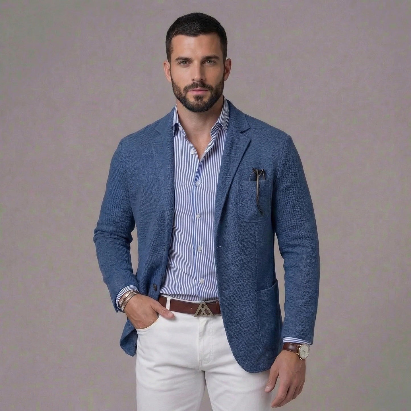 Men's Herringbone Blazer | Notch Lapel