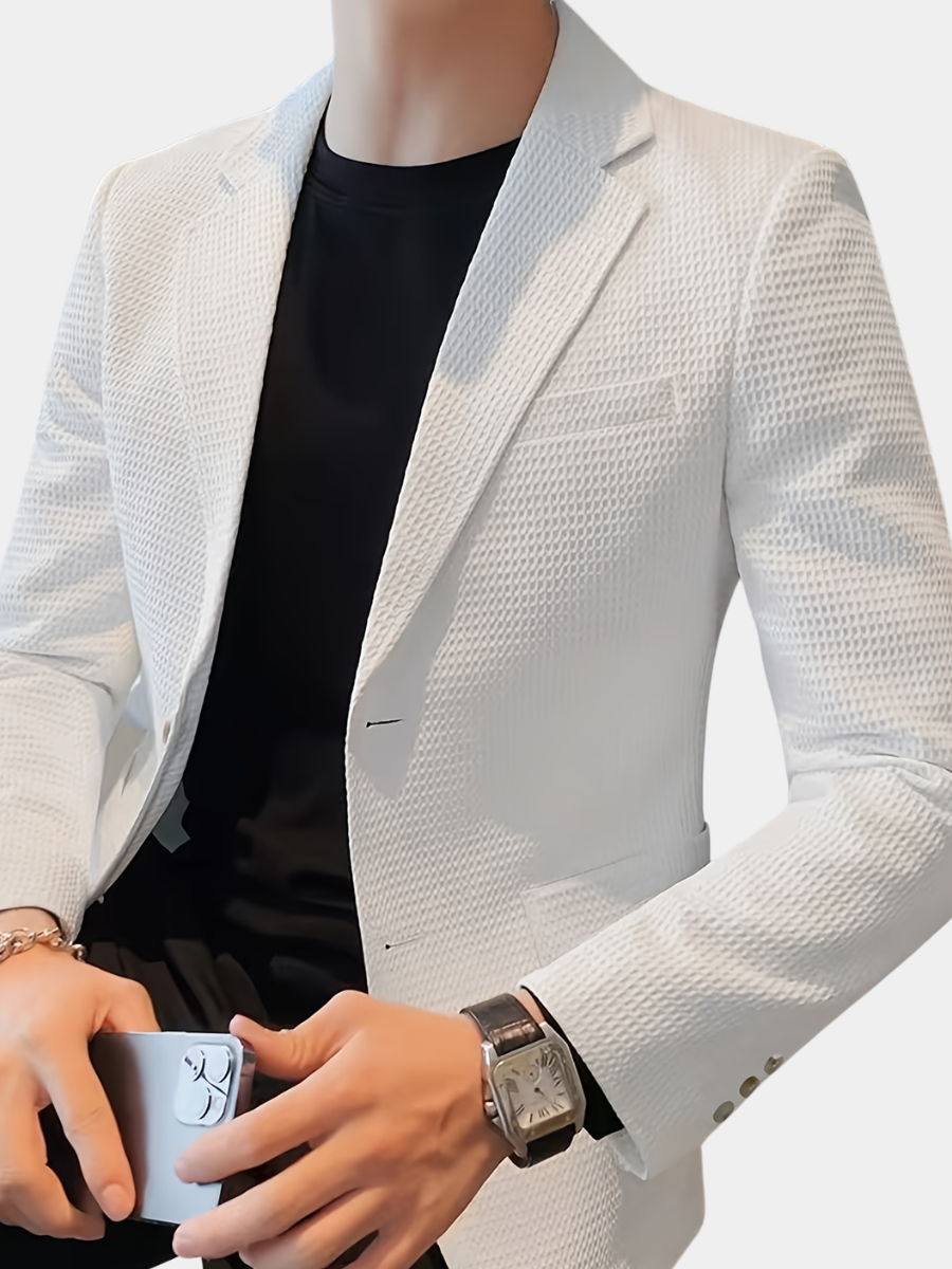 Men's Textured Slim Jacket | Single Breasted