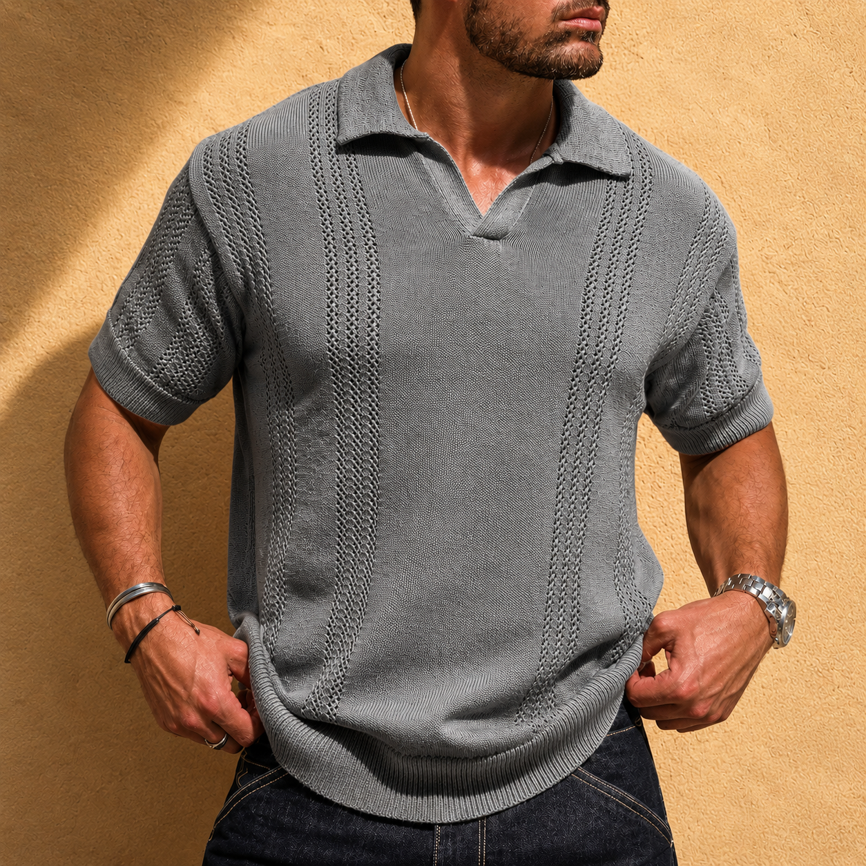 Men's Collar Polo Shirt | V-Neck