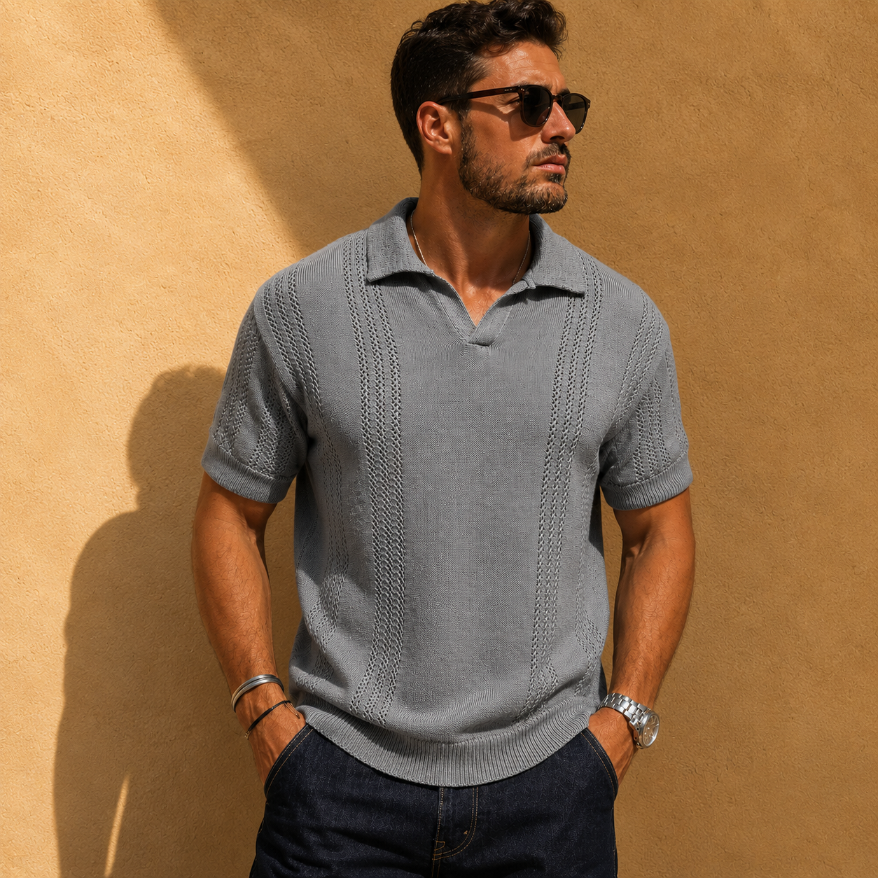 Men's Collar Polo Shirt | V-Neck