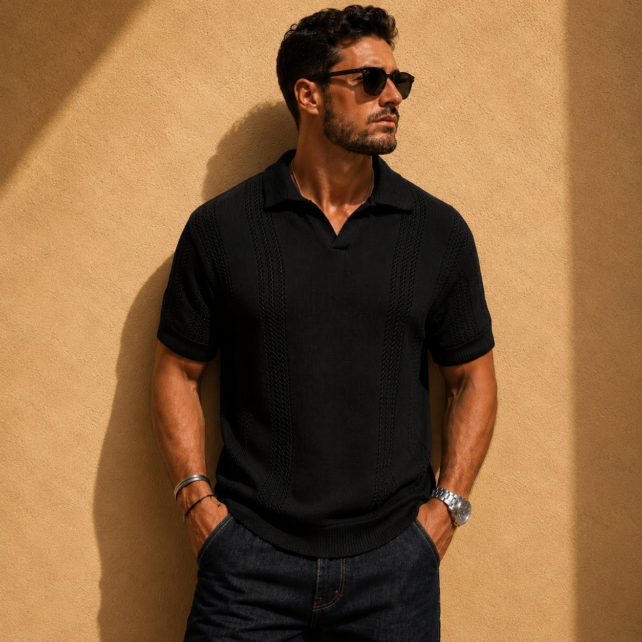 Men's Collar Polo Shirt | V-Neck