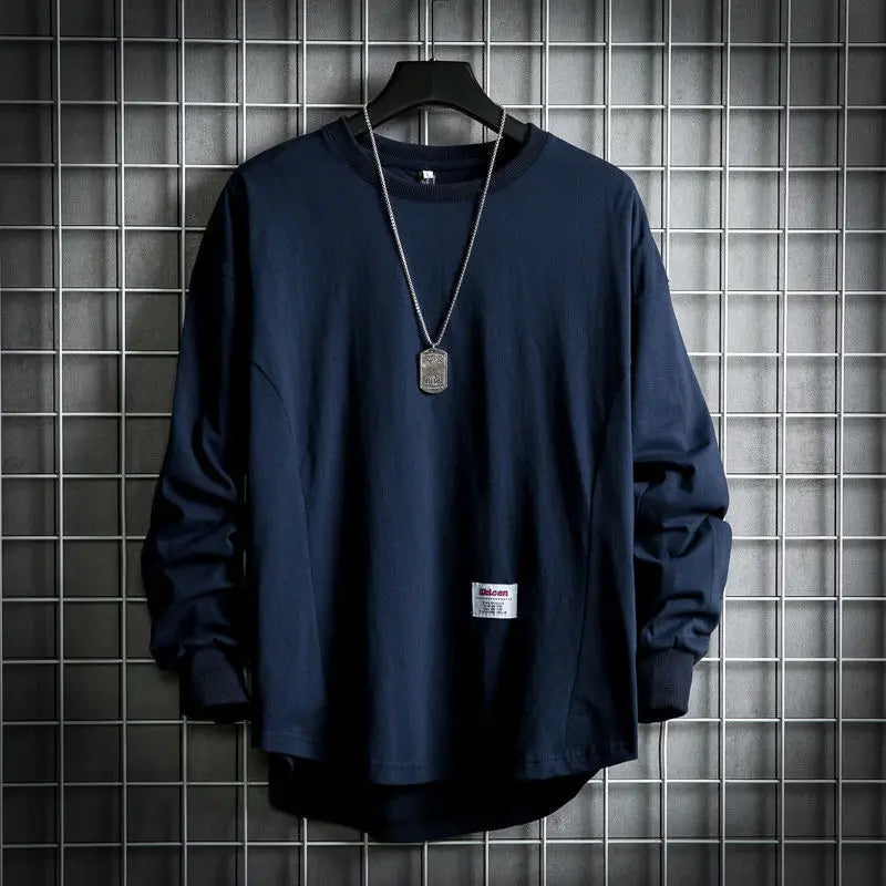Men's Oversized Crew Neck T- T-Shirt | Long Sleeve