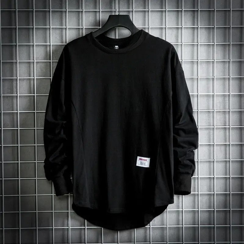 Men's Oversized Crew Neck T- T-Shirt | Long Sleeve