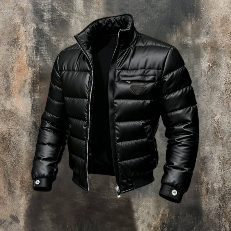 Men's Quilted Puffer Jacket | Stand Collar
