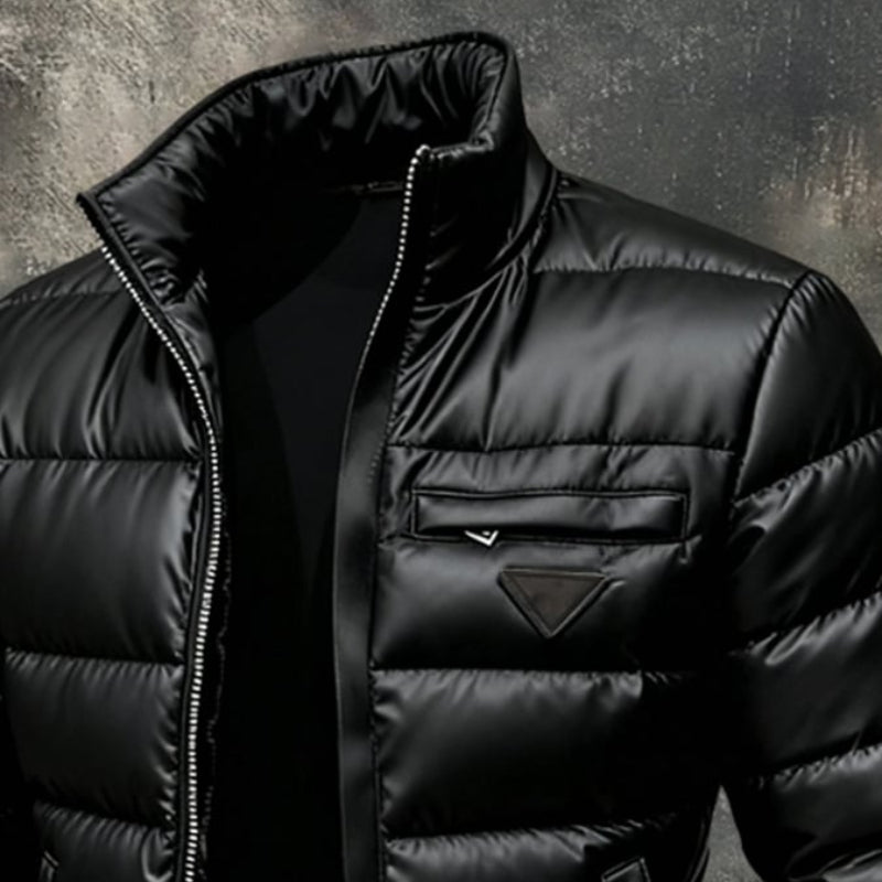 Men's Quilted Puffer Jacket | Stand Collar