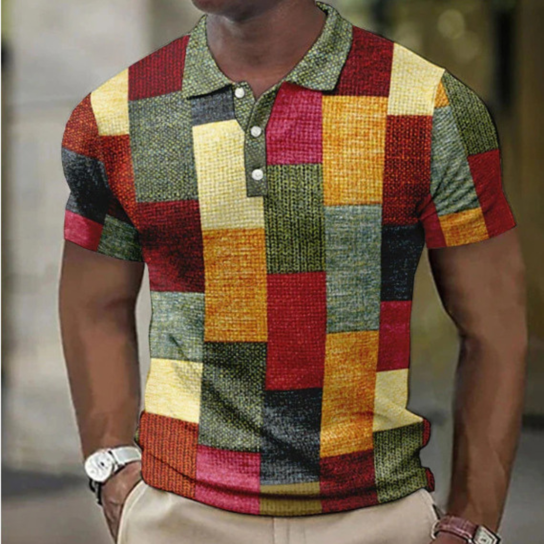 Men's Colour Block Polo Shirt | Short Sleeve