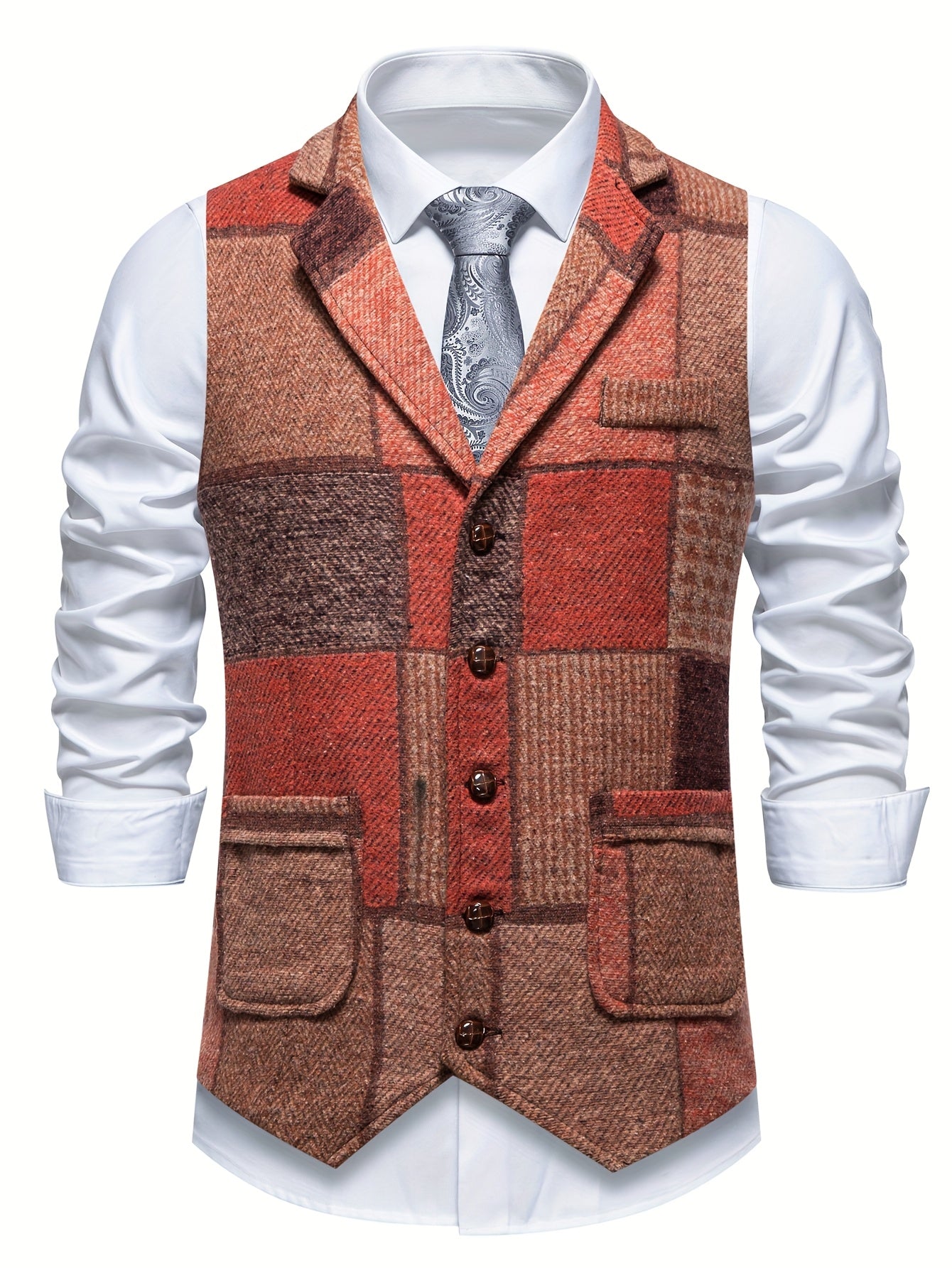 Men's Patchwork Waistcoat | Lapel