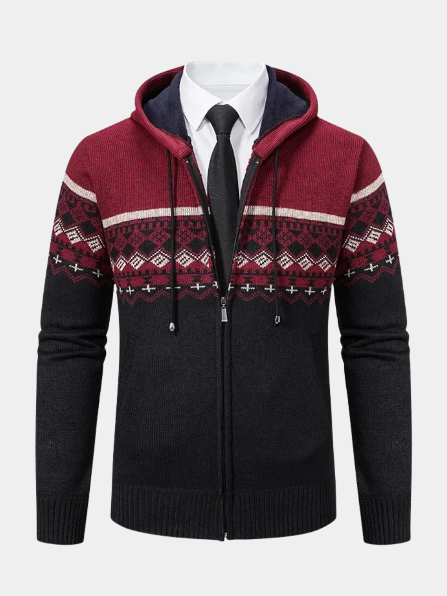 Men's Nordic Hooded Cardigan Hoodie | Zip Up