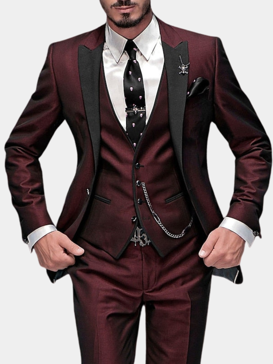 Men's Peak Lapel Three Piece Suit | Slim Fit