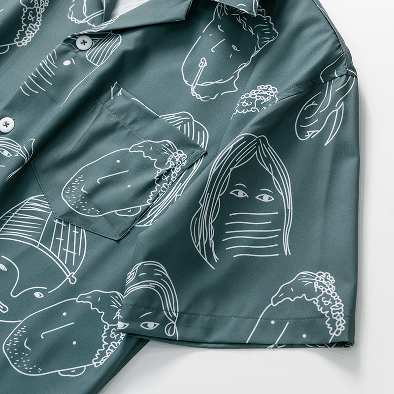 Men's Printed Short Sleeve Shirt | Cuban Collar