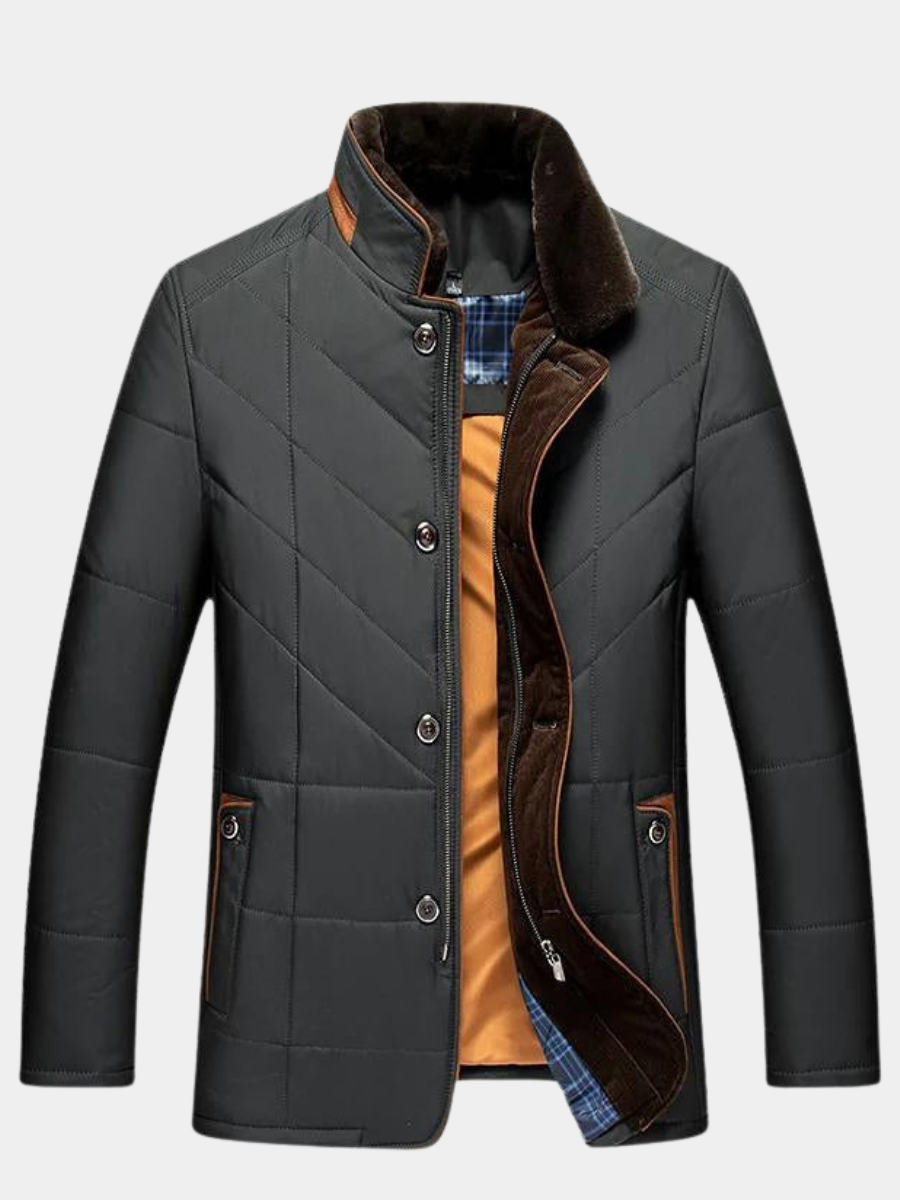 Men's Quilted Jacket | Fur Collar