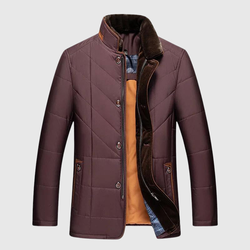 Men's Quilted Jacket | Fur Collar