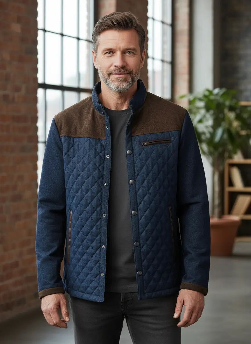 Men's Quilted Bomber | Stand Collar