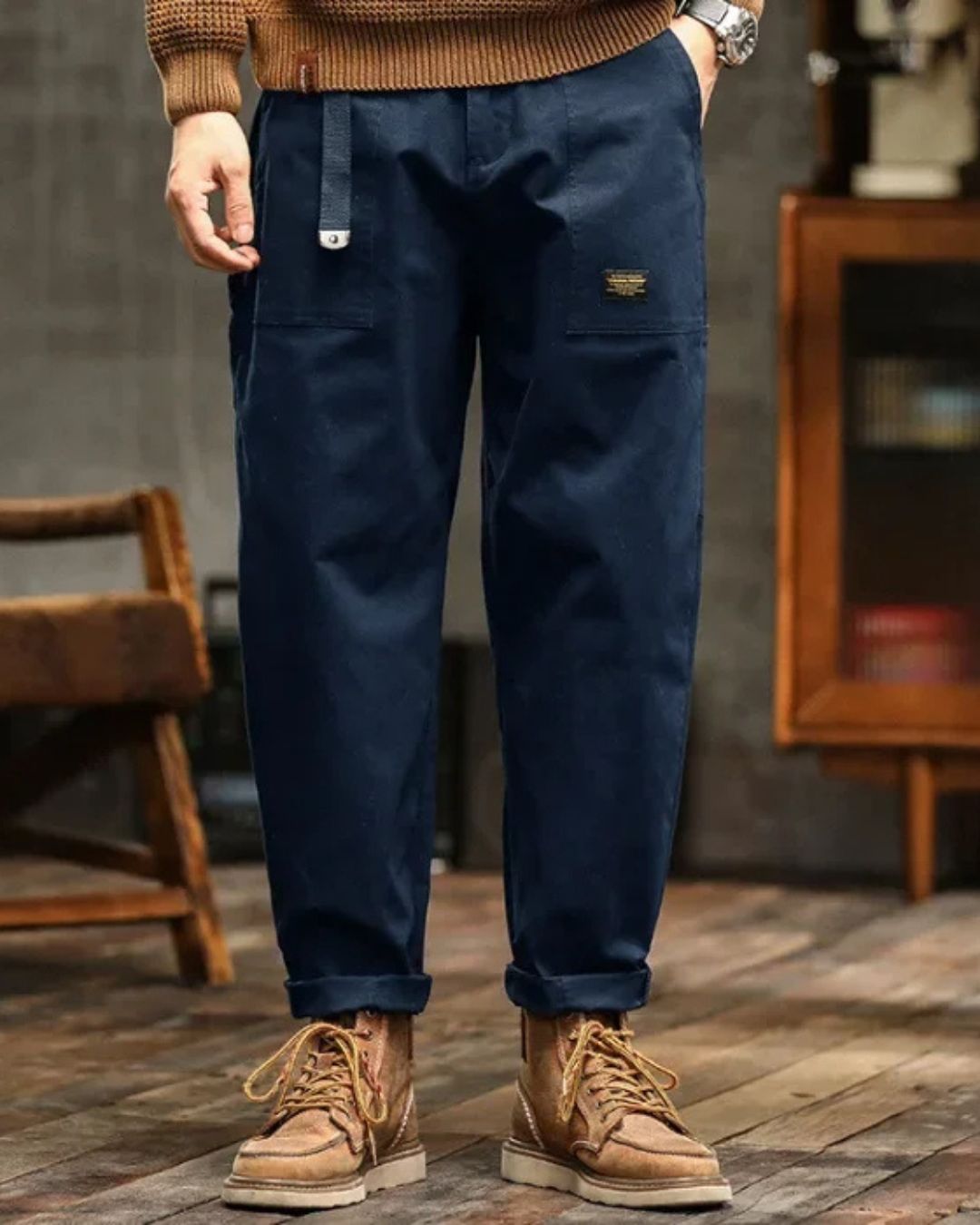 Men's Cargo Work Trousers | Cuffed Hem
